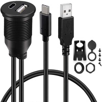 Cable de Extensión Impermeable Tipo C 3.0 y USB 3.0 para Montaje en Coche, Conector Macho a Hembra, para Panel de Control de Coche, Camión, Barco, Motocicleta