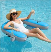 Vente directe d'usine, chaise de piscine gonflable en PVC durable et imperméable de 2 mm d'épaisseur avec porte-gobelet pour une utilisation en extérieur