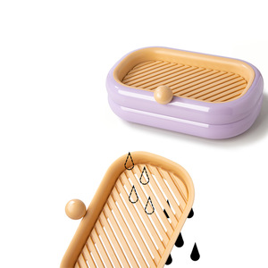 Creamy Style Soap Box Oval Wall Mount Self <b>Drain</b> Plastic Bathroom Draining Rack - Product Image 3