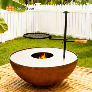Barbecue au feu de bois moderne en acier corten coréen, barbecue extérieur, grille de cuisson, certifié CE, toutes saisons, pour le jardin - Product Image 4