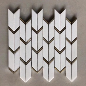 Design moderne en marbre blanc de Carrare, hexagone, mosaïque, style parquet pour mur intérieur, <span class=keywords><strong>piscine</strong></span>, affiner la pierre pour la conception graphique - Product Image 6