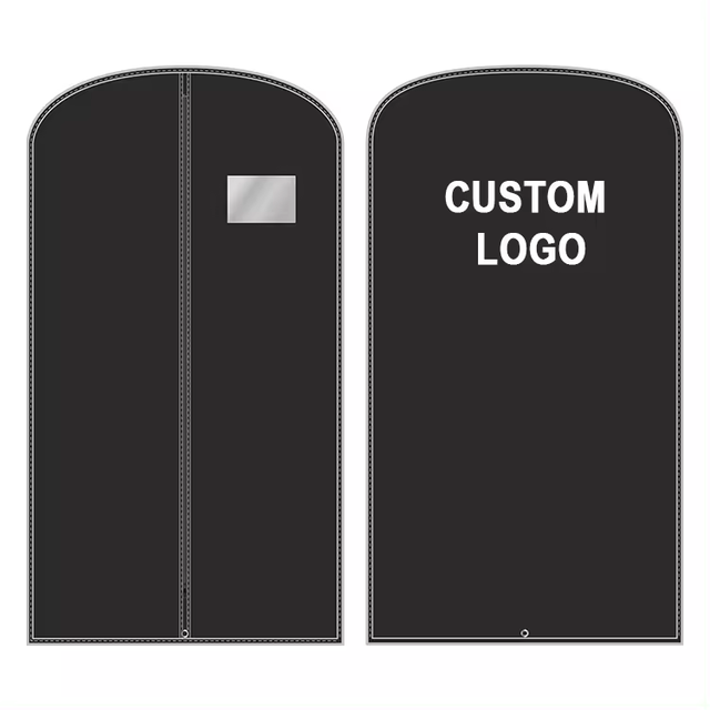 Wholesale Custom Black Non-Woven Cloth Suit Cover Fashion Lady's Wedding Dress Garment Bag Zipper Wholesale Customized Suit