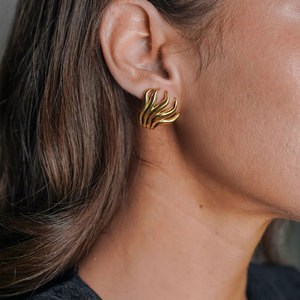 Orecchini scultorei personalizzati in acciaio inossidabile ipoallergenico impermeabili impermeabili senza orecchini scultorei in acciaio inossidabile placcato oro 18k - Product Image 2