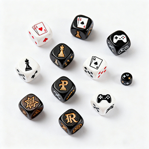 Оптовые партии игральных костей D6 (6-гранных) 12 мм, 16 мм, 19 мм, 22 мм из пластика, смолы, акрила с гравировкой для игр D&D (дизайн на заказ) - Product Image 1