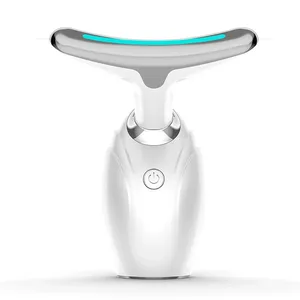 Aparelho de beleza para pescoço, de aperto, facial, 3 cores, led, terapia com fóton, massageador de elevação do pescoço e rosto, imperdível