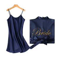 2025 Custom Bridal Robe Bridesmaid Embroidery Dresses Sling Sexy Nightgown Wedding Dresses Silk 2 Piece Set for Women