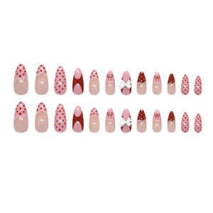 Venta al por mayor de fábrica: 24 uñas postizas 3D con diseño de estrella de mar, punta francesa y puntos de flor de hielo, con pegamento. - Product Image 5