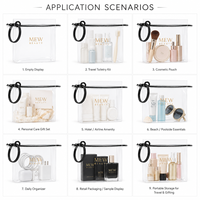 Sac de voyage personnalisé en PVC transparent durable avec fermeture éclair supérieure et poignée, design imprimé sur mesure pour l'emballage de produits de toilette et cosmétiques
