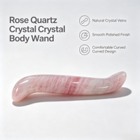 Bâton de massage incurvé en quartz rose naturel, poli à la main, outil corporel en cristal rose pour la relaxation spa et la guérison par les cristaux, vente en gros