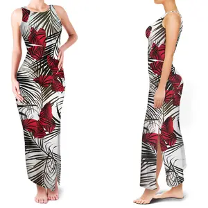 Оптовая продажа/индивидуальный заказ 1MOQ Прямая поставка Летние Гавайские полинезийские самоанские племенные дизайнерские обтягивающие женские платья макси для женщин