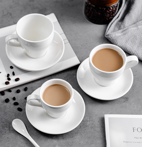 Màu trắng tinh khiết dày gốm cốc cà phê và chiếc đĩa đặt cho thương mại <span class=keywords><strong>Espresso</strong></span> ly cà phê bán buôn - Product Image 4