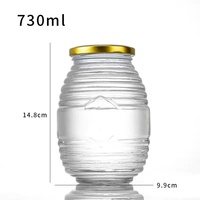 Bocaux en verre pour miel de luxe de haute qualité en forme de ruche, 90 ml, 180 ml, 350 ml, 730 ml, avec couvercle métallique