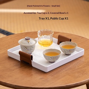 Ensemble de tasses à thé Iris peintes à la main pour la maison, ensemble de voyage Kung Fu avec sac de rangement, housse et petit bol - Product Image 6
