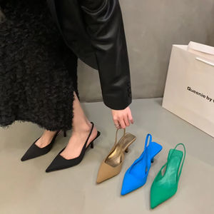 Chaussures à talons hauts noires à bout pointu 2025 – Tendance mode printemps/été, respirantes, en maille, à enfiler, rehaussantes - Product Image 4