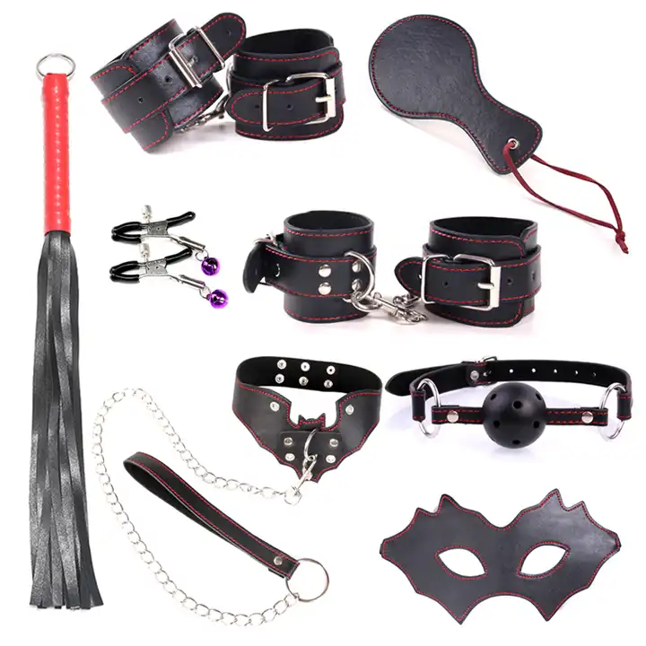 BDSM Erotic Toy Set sexy toys Adult Games sex Bondage Restraint,Handcuffs  Nipple Clamp Whip Collar sex toys for couples