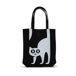 Bolsos de Tela Negros de 32x37cm con Diseño de Gato y Flor para Uso Diario - Product Image 1