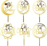 Goldener 'Oh Baby' Kuchenaufsatz aus Acryl für Babyparty, Mädchen- und Jungen-Geburtstage, Erstkommunion und Dessert-Dekorationen