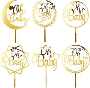Décoration de gâteau dorée « Oh Baby » en acrylique pour fête prénatale, anniversaire de fille ou garçon, première <span class=keywords><strong>communion</strong></span>, desserts - Product Image 2