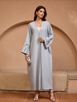 Robe Abaya Kimono en Polyester Brodé Modeste, Vêtement Long Arabe, Manteau pour Femmes, Jilbabs, Robe, Style Ethnique du Moyen-Orient, Dubaï
