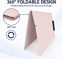 Soporte Plegable para Portapapeles 360 °   Portapapeles Giratorio de Plástico PP con Clip Metálico y Ranura para Bolígrafo para la Escuela y la Oficina