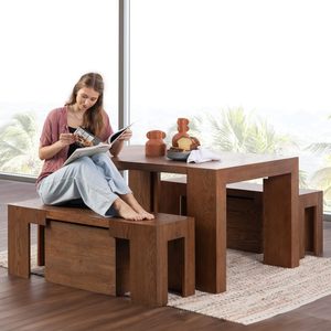 <span class=keywords><strong>Table</strong></span> à Manger Extensible Série Moderne Couleur Bois Massif Meuble de Cuisine pour Appartement - Product Image 5