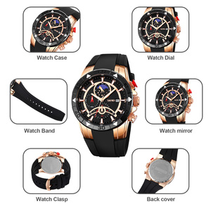 Montre chronographe ronde pour homme, bracelet en silicone de luxe, montre à quartz étanche 30M - Product Image 2