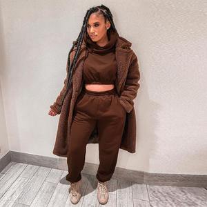 أزياء المرأة الرياضية المخملية مقنعين 2 قطعة مجموعة عالية الخصر ضئيلة وغير رسمية الرياح تنفس للأنشطة في الهواء الطلق - Product Image 4