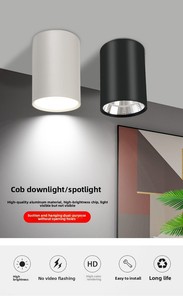 Faretto <span class=keywords><strong>LED</strong></span> da 12W a Sospensione o Montaggio a Superficie, Cilindrico in Alluminio, Include Kit di Installazione, Faretto da Incasso a Soffitto - Product Image 3