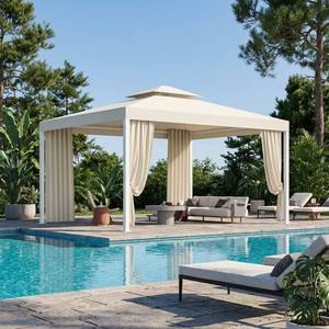Best Value Aluminum Gazebo <b>Large</b> Outdoor Leisure <b>Tent</b> Waterproof Double Roof Pavilion With Curtains and LED for Backyard Upgrade - Product Image 1
