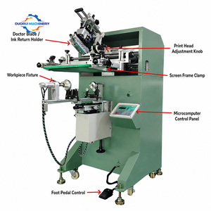 Multi Shape Glass Plastic Wine Cosmetic Bottle Cylindrical Surface Logo Printing Press Semi Automatic Screen Printing Machine