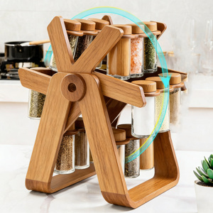 <span class=keywords><strong>Portaspezie</strong></span> <span class=keywords><strong>Girevole</strong></span> in <span class=keywords><strong>Legno</strong></span> Premium - Organizzatore Rotante per 18 Barattoli di Condimenti per Piano di Lavoro della Cucina - Product Image 2