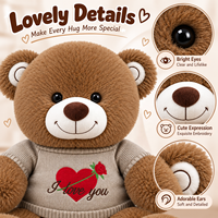 Peluche personnalisée en forme de cœur beige avec pull rose, ours en peluche pour couple, cadeau et compagnon chaleureux