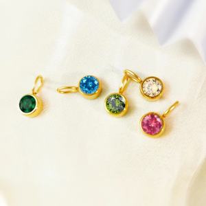 Collar de Cadena Suelta Básico DIY de Acero Inoxidable con Piedra de Nacimiento para Niños, Chapado al Vacío en Oro de 18K, con Zirconia, Regalo - Product Image 5