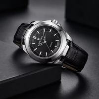 Montre classique à quartz pour homme ORINO, mouvement à aiguilles, bracelet en cuir de crocodile de 20 mm, boîtier en acier inoxydable - Montre de bureau