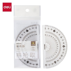 Transportador de ángulos Deli Protractor V232 de acrílico transparente de 180 grados, herramienta de geometría para estudiantes - Product Image 1