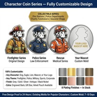 Moneda Conmemorativa de Bombero con Relieve 3D Fundido a Presión, Diseño de Logotipo OEM y Relleno de Color, Venta al Por Mayor