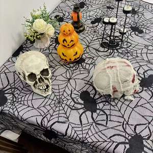 Nuevo mantel de encaje de tela de araña negra para Festival de fantasmas de Halloween, camino de mesa de araña aterrador bordado, - Product Image 1