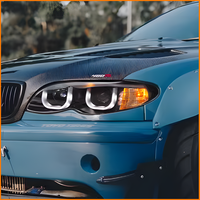 Para BMW E46 Serie 3 2001-2004, Faro Delantero Bi-LED con Proyector, Ojos de Ángel en Forma de U, DRL, Carcasa Negra, Conjunto de Faros Delanteros (Par)