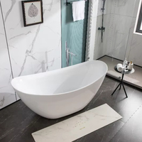Baignoire ovale autoportante en acrylique blanc de luxe moderne pour hôtels, installation facile
