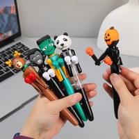 Robot pena tinju hadiah Halloween pena baru keren lucu dengan lengan pukulan dan tombol renyah suara 1mm pulpen menulis mulus