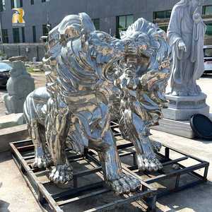 Statua di Leone in Acciaio Inossidabile Grande e Moderna per Esterni RELONG, Scultura Animale in Metallo in Vendita - Product Image 5