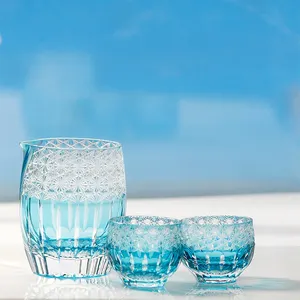 新品上市一套三件套葡萄酒清仓杯日本风格水晶手工雕刻威士忌玻璃杯