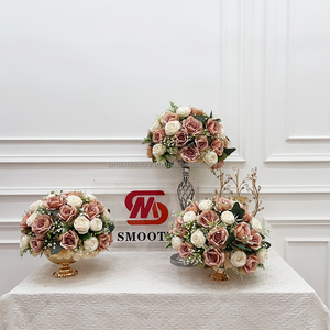 Usine LISSE Faite À La Main Rose Centres De Table De Noce Événement Décoration Artificielle Champagne Couleur Boule De Fleurs - Product Image 1