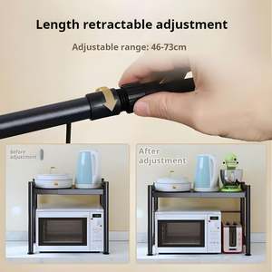 ステンレス鋼キッチン収納キャビネット電子レンジ棚オーガナイザー - Product Image 4