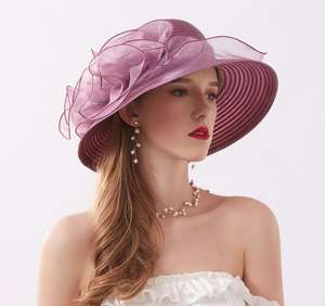 Nouveaux chapeaux de cérémonie élégants en organza blanc à fleurs pour femmes, chapeaux de cérémonie en sinamay - Product Image 2