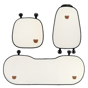 Fundas de Asiento de Coche de Seda Fría, Juego Completo Delantero, Frescas y Transpirables para Verano, con Diseño de Oso, para Decoración Interior del Coche - Product Image 5