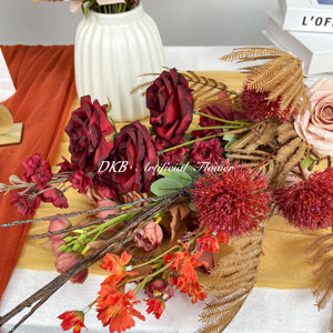 Vente en gros d'usine mini fleurs artificielles bouquets de fleurs artificielles de haute qualité à bas prix pour les décorations de mariage - Product Image 6