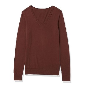 Suéter de punto de corte ajustado con cuello en V personalizable de fábrica de Bangladesh para mujer, estilo informal de Color sólido a bajo precio - Product Image 6