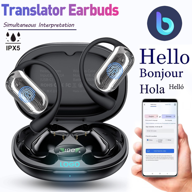 AI Translation Earbuds Real Time 133 Language Translator Earbuds English 3-in-1 Translating Device Compatible with IOS & Android