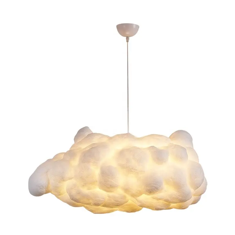 White cloud creative hanging pendant light e27 indoor ceiling lamps kids room cloth shop decoration chandelier